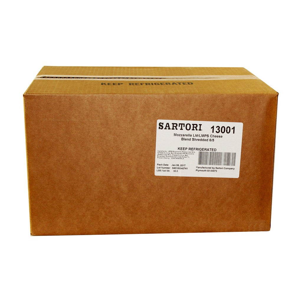 Sartori Shredded Mozzarella Cheese 30 Pound Each - 1 Per Case