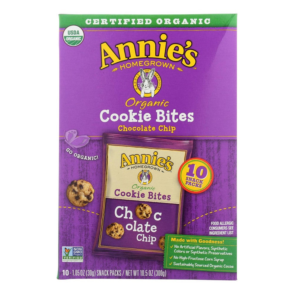 Annie'S Homegrown Cookie Bites Chocolate Chip 10- 1.05 - Case Of 6 - 10 Ct