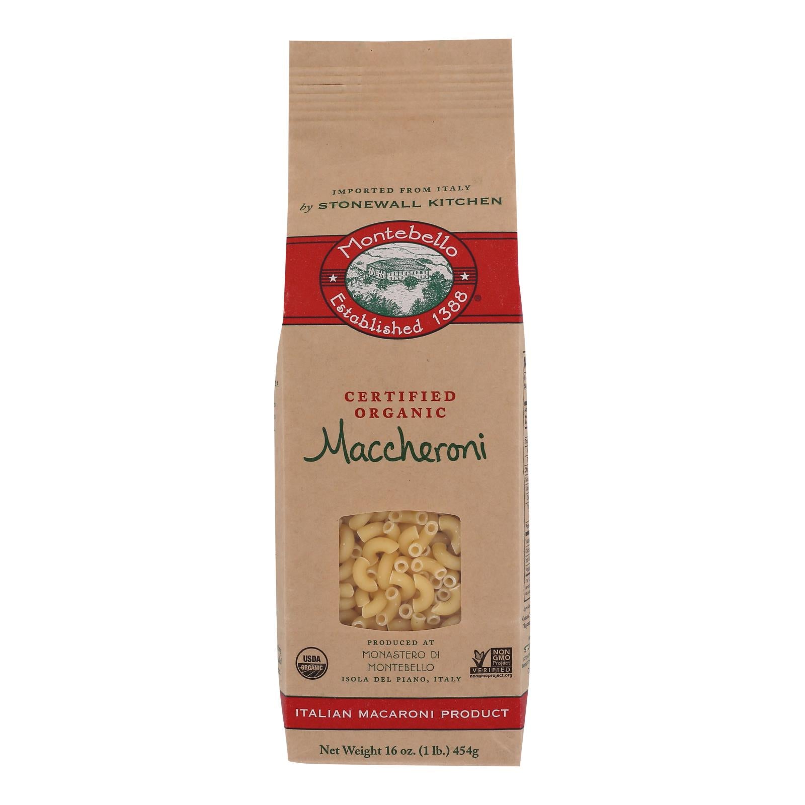 Montebello - Pasta Maccheroni - Case of 12-16 Ounce
