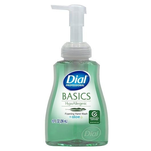 Dial Basics Hypoallergenic Foaming Hand Soap With Aloe, 10 Fluid Ounce, 8 Per Case