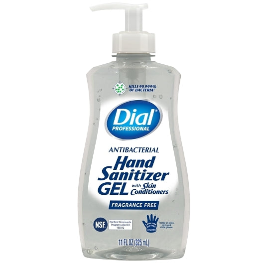 Dial Fragrance-Free Antibacterial Hand Sanitizer Gel, 11 Fluid Ounce, 12 Per Case