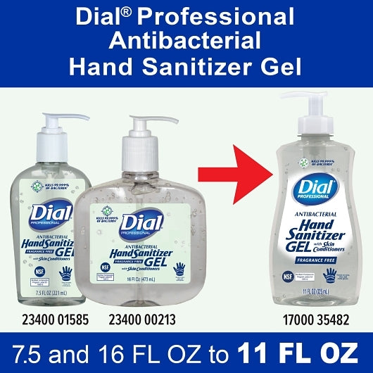 Dial Fragrance-Free Antibacterial Hand Sanitizer Gel, 11 Fluid Ounce, 12 Per Case