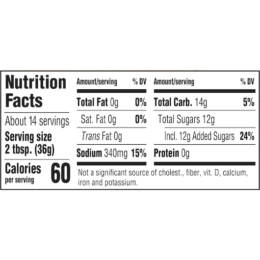 Kraft Sweet Honey Barbecue Sauce, 1.125 Pound Each - 12 Per Case.
