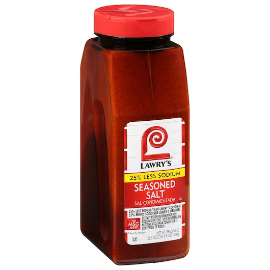 Lawry's Seasoned Salt Less Sodium 36.5 Ounce Size - 6 Per Case.