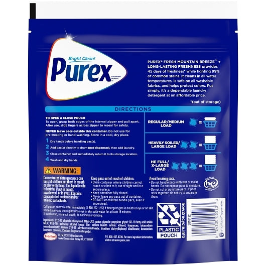 Purex Fresh Mountain Breeze Detergent Pods, 30.2 Fluid Ounce, 4 Per Case