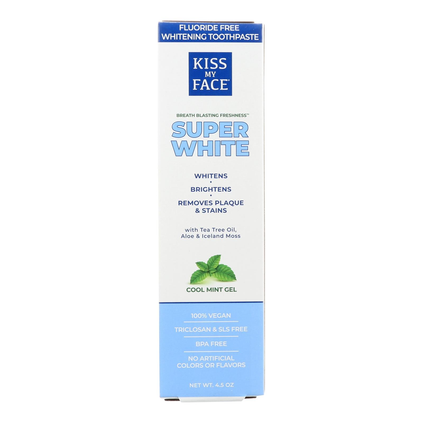 Kiss My Face Toothpaste - Whitening - Fluoride Free - Gel - 4.5 Ounce