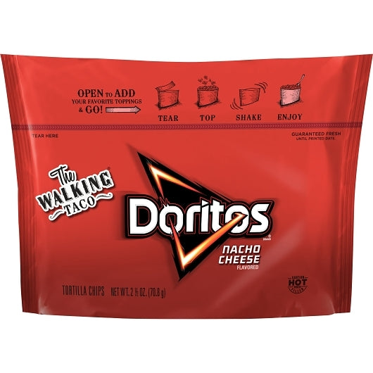 Pepsi-Co Frito Lay Doritos Nacho Cheese The Walking Taco Plastic Bag 2.5 Ounce Size - 18 Per Case