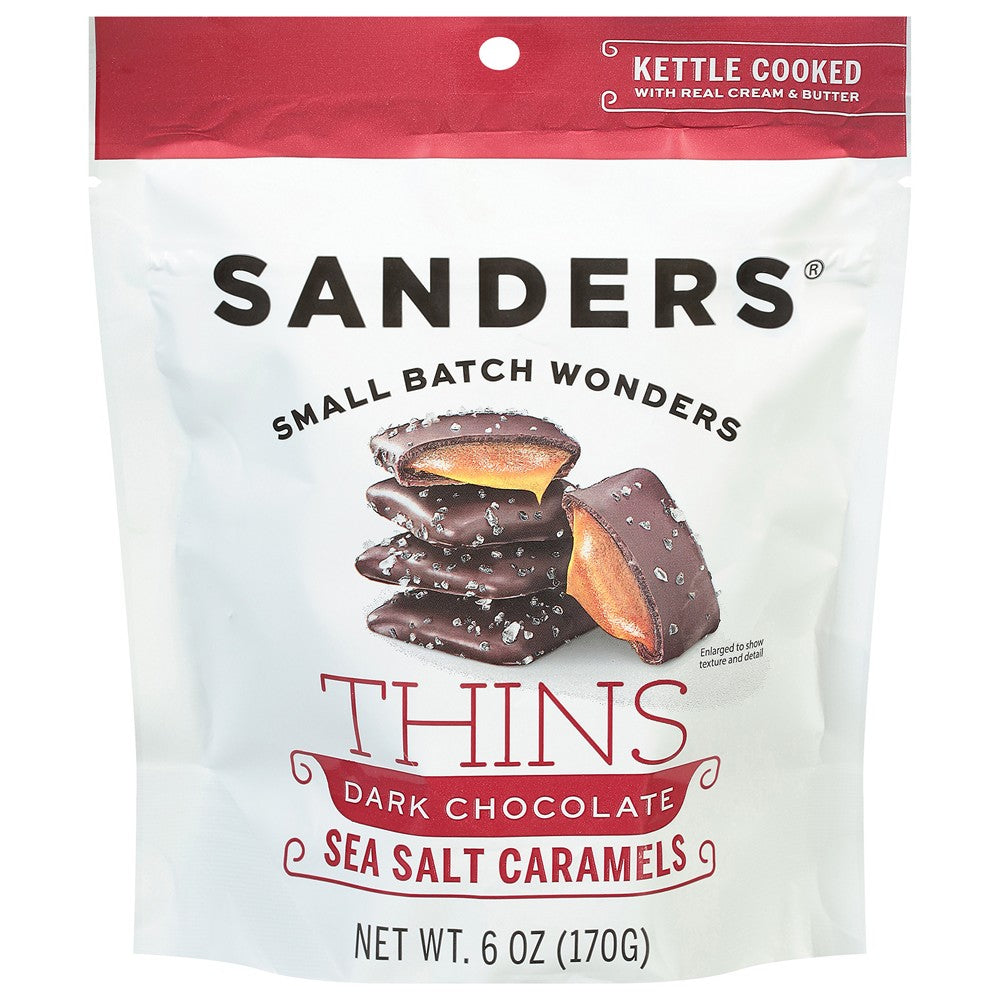 Sanders - Dark Choc Sslt Crml Thins - Case of 6-6 OZ