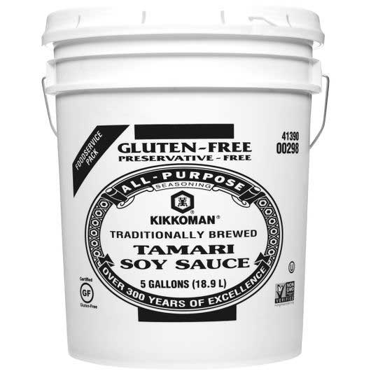 Kikkoman Gluten Free Non Gmo No Preservatives Added Tamari Soy Sauce Pail 5 Gallon - 1 Per Case