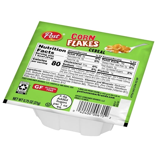 Post Consumer Brands Post Corn Flakes Cereal Bowl, 0.75 Ounce, 96 Per Case