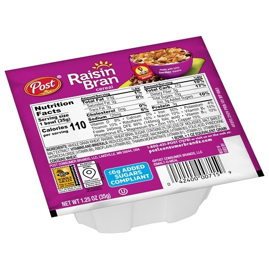 Post Consumer Brands Raisin Bran Single Serve Bowl 1.25 Ounce Size - 96 Per Case