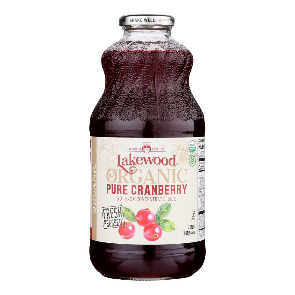 Lakewood - Organic Juice - Pure Cranberry - Case of 6 - 32 fl oz.