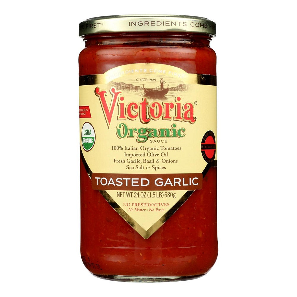 Victoria Organic Pasta Sauce - Toasted Garlic - Case of 6 - 24 oz.