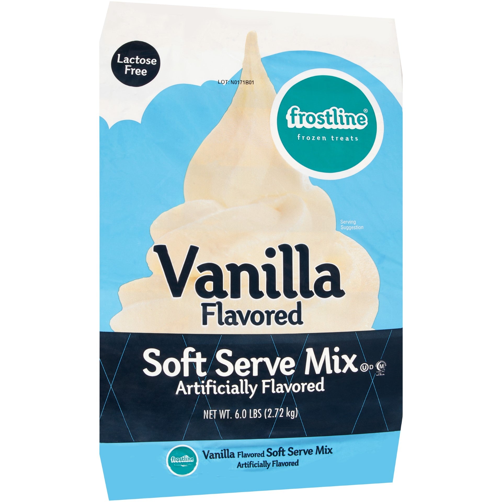 Frostline Vanilla Flavored Soft Serve Mix Bags 6 Pound Each - 6 Per Case