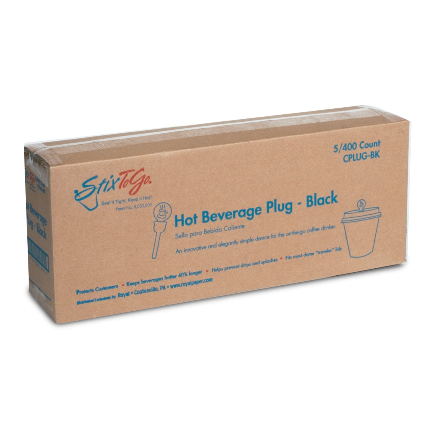 Circle Beverage Plug - Black; Pkd 5/400