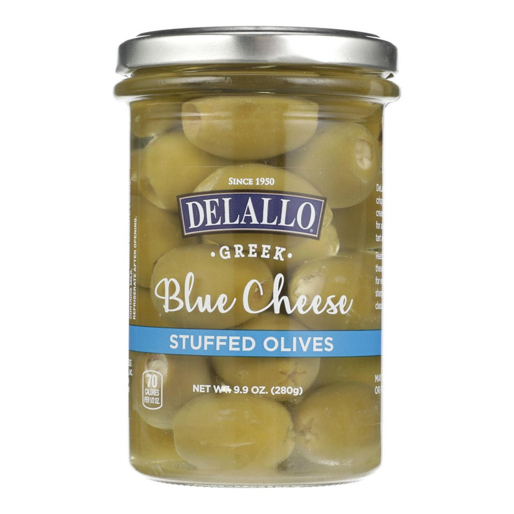 Delallo Greek Stuffed Olives - Case of 6 - 9.9 OZ