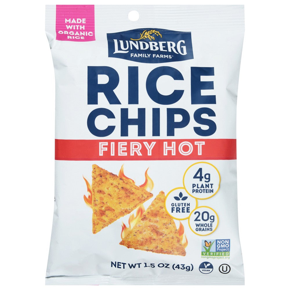 Lundberg Family Farms - Rice Chips Fiery Hot - Case of 24-1.5 OZ