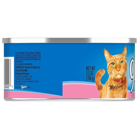 9 Lives Meaty Pate Seafood Platter Cat Food Singles 5.5 Ounce Size - 24 Per Case