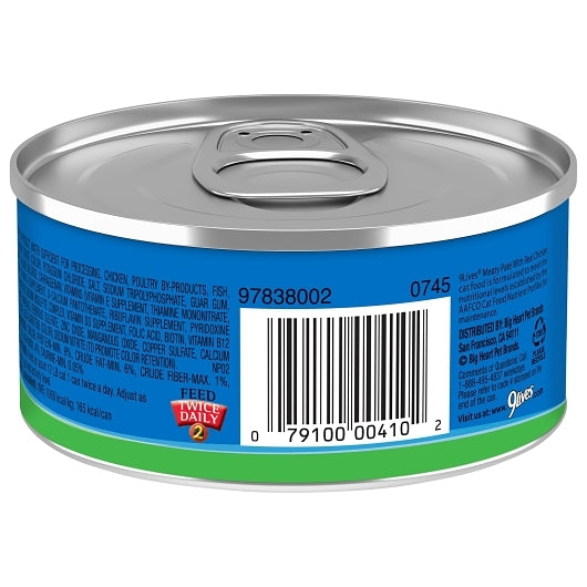 9 Lives Meaty Pate Chicken Dinner Cat Food Singles 5.5 Ounce Size - 24 Per Case