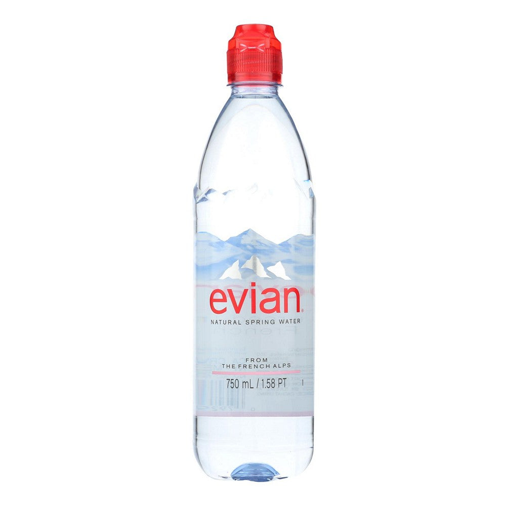Evian's Spring Water - Spring Water Natural Sport Cap - Case of 12-25.4 Fluid Ounces