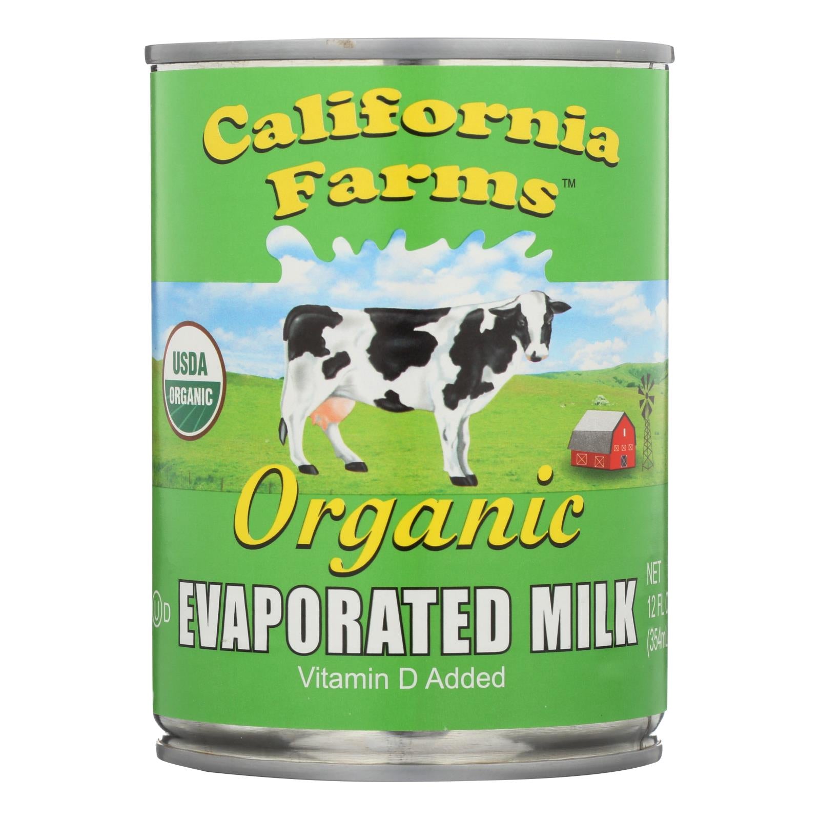 California Farms Organic Evaporated Milk - Case of 24 - 12 fl oz