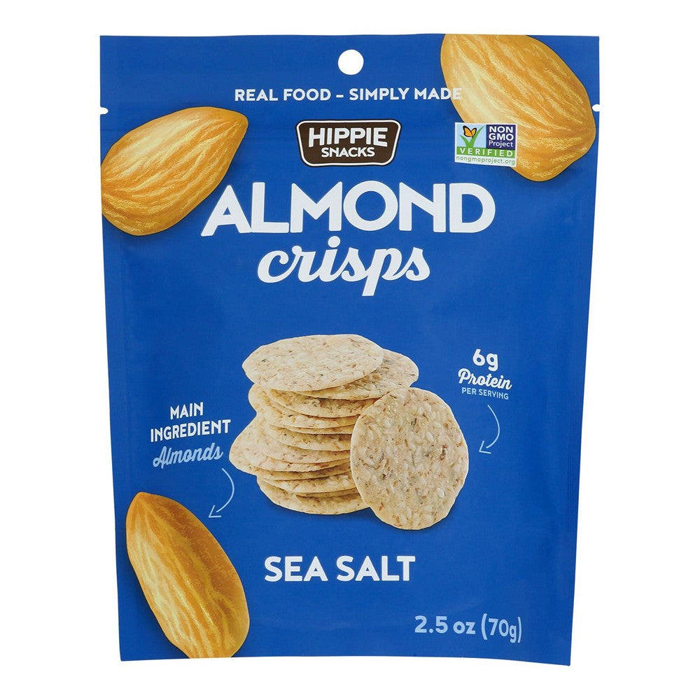 Hippie Snacks - Almond Crisp Sea Salt - Case of 8-2.5 OZ