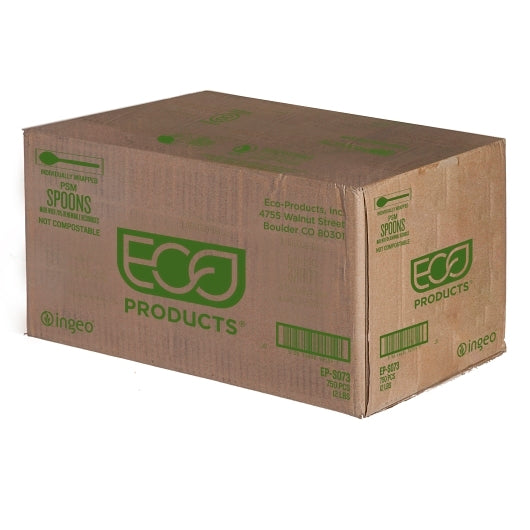 Ecosense 7In White Spoon Individually Wrapped - Not Compostable, 750 Each, 750 Per Pack