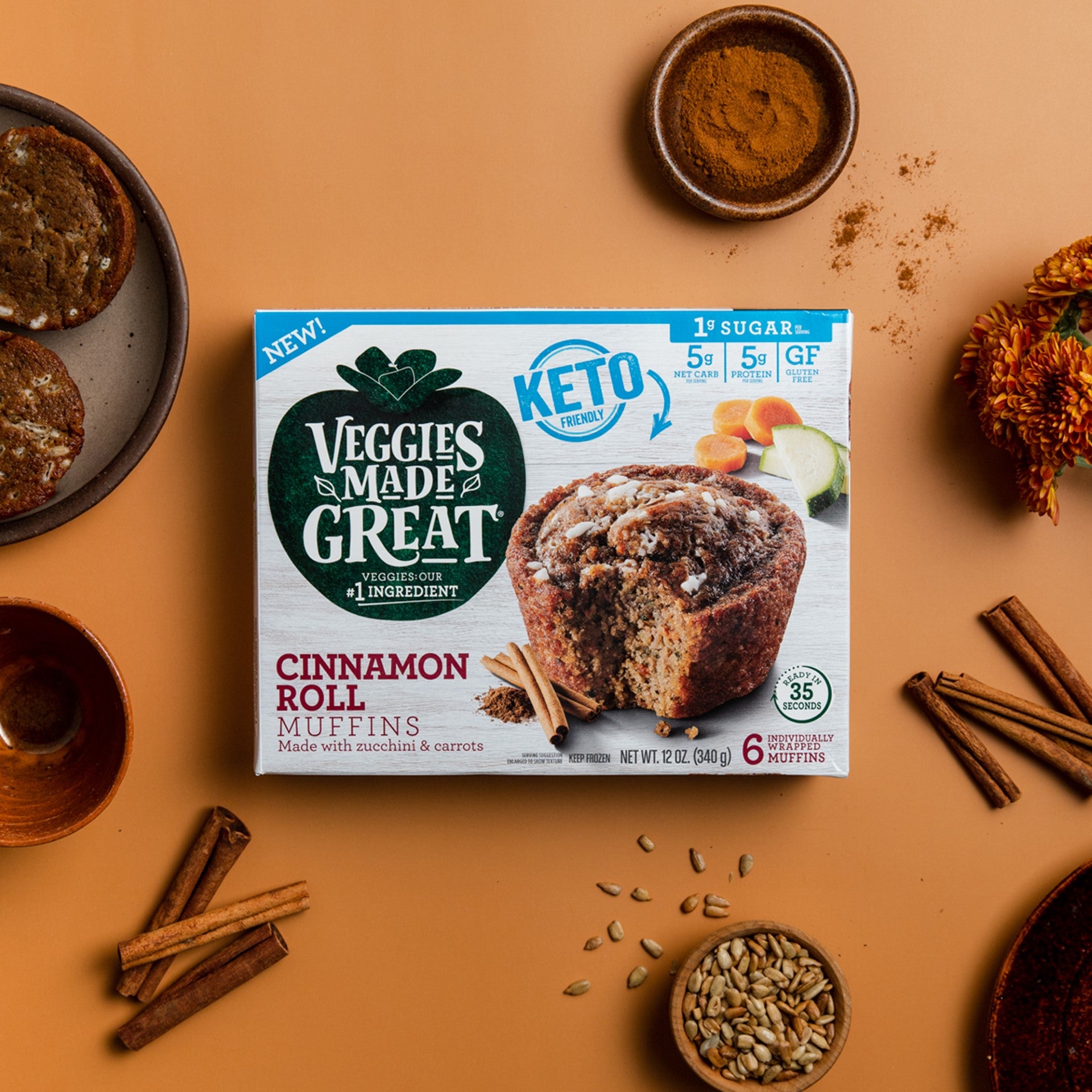 Veggies Made Great Keto Cinnamon Roll Muffin 12 Ounce Size - 8 Per Case