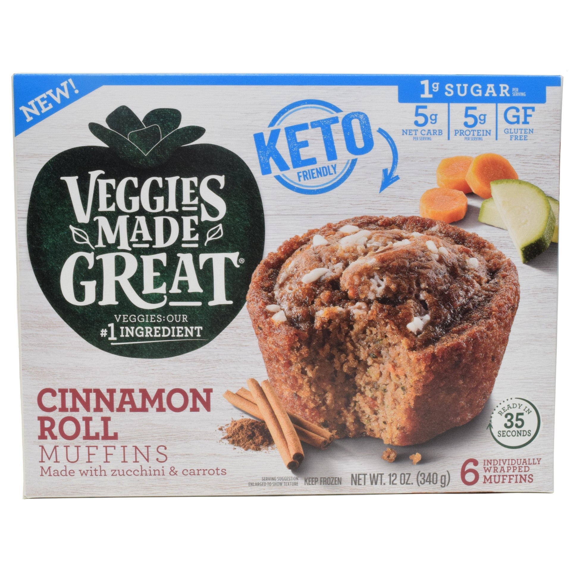 Veggies Made Great Keto Cinnamon Roll Muffin 12 Ounce Size - 8 Per Case