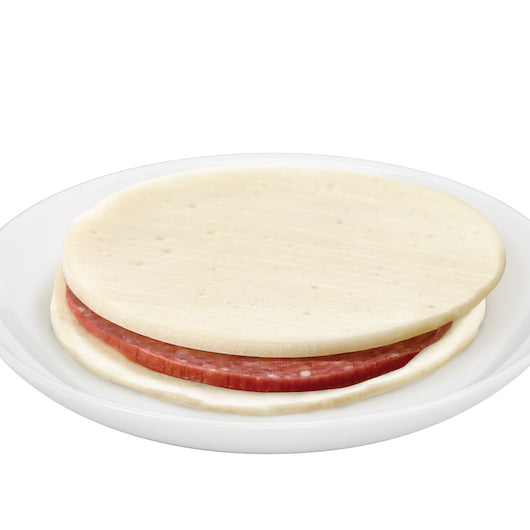 All Natural Slices Of Mozzarella Cheese With Slice Of Pepperoni In The Middle No Nitr 2.5 Ounce Size - 64 Per Case.