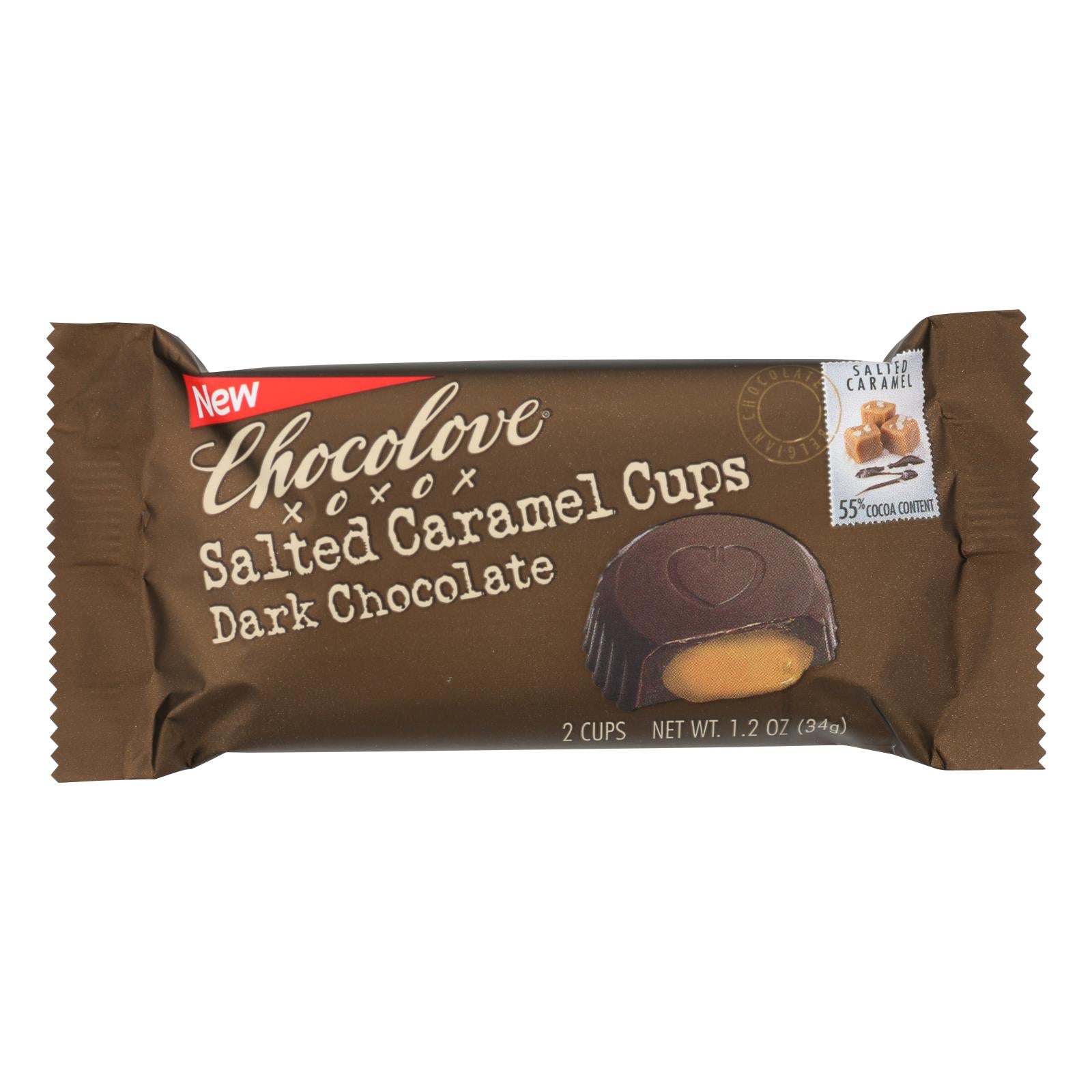 Chocolove - Cup Salted Caramel Dark Chocolate - Case of 10 - 1.2 ounces