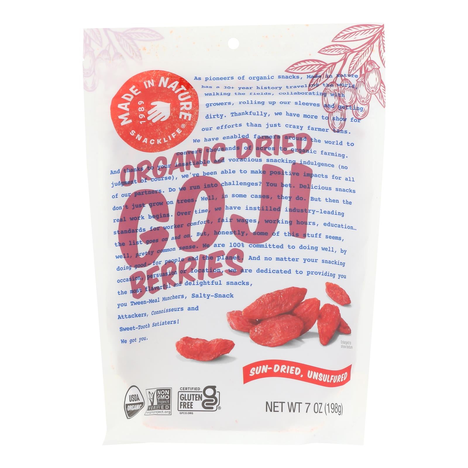 Made In Nature - Goji Berries Dried - Case of 6-7 Ounce