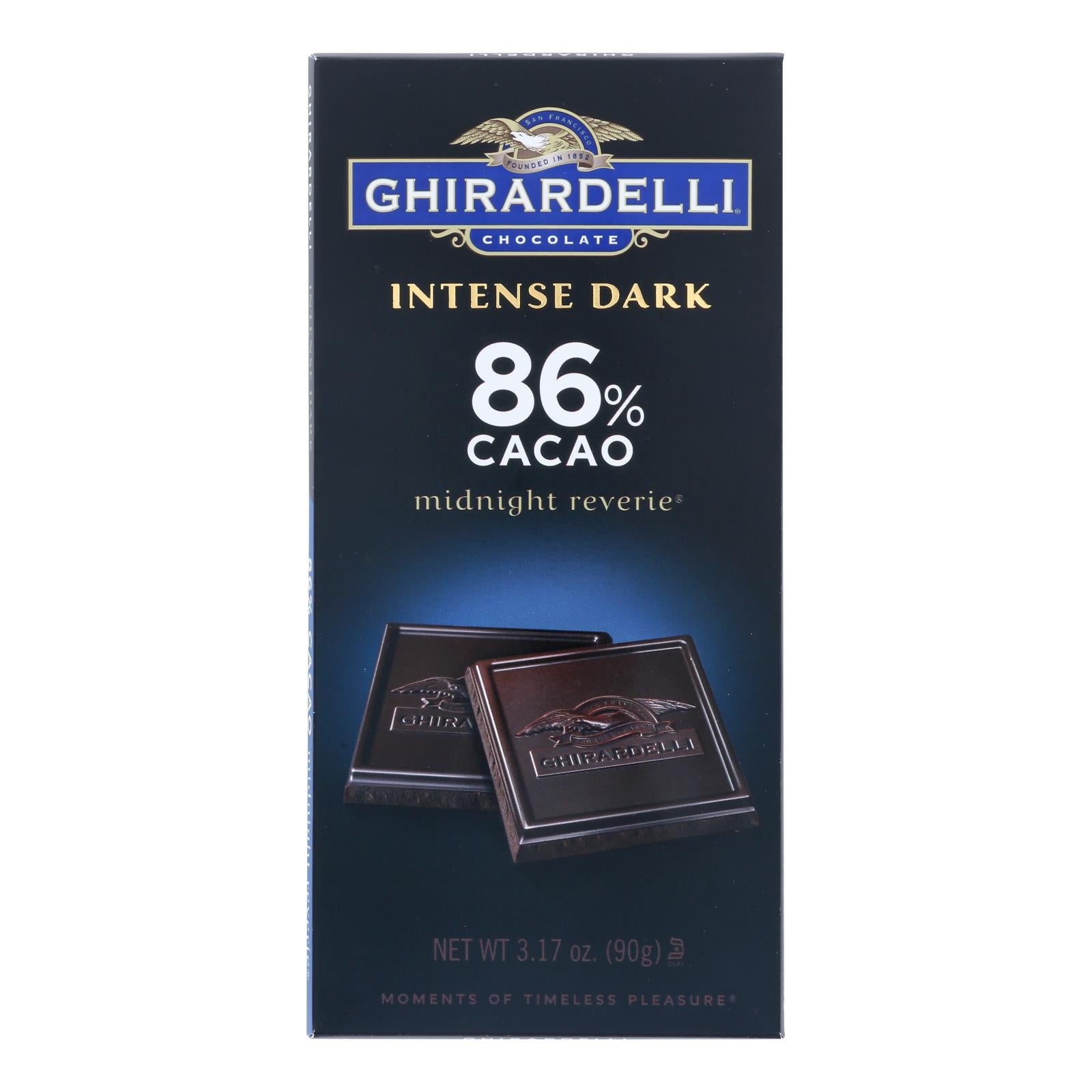 Ghirardelli - Bar Intense Dark Dark Chocolate - Case of 12 - 3.17 Ounces