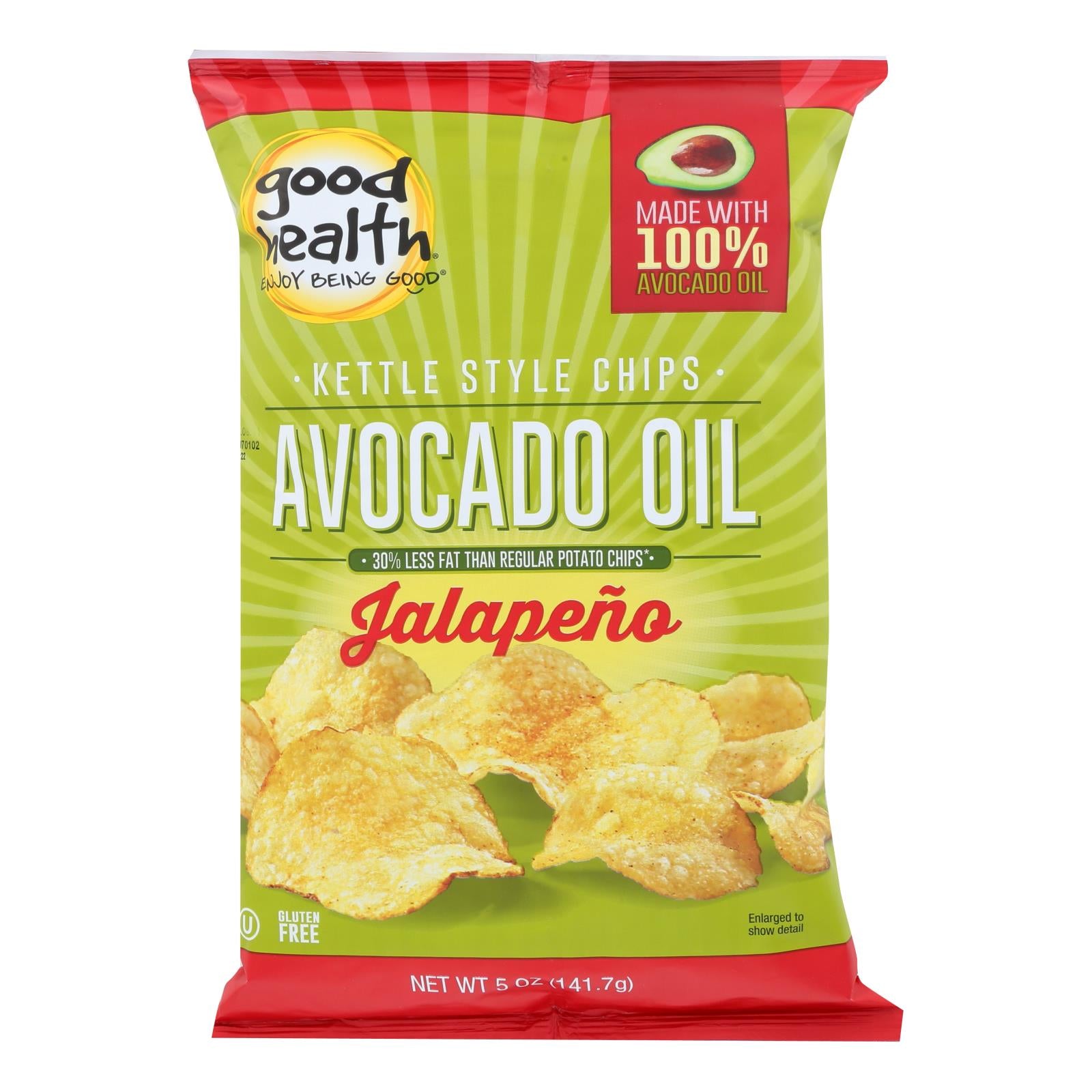 Good Health Kettle Chips - Avocado Oil Jalapeno - Case of 12 - 5 oz.