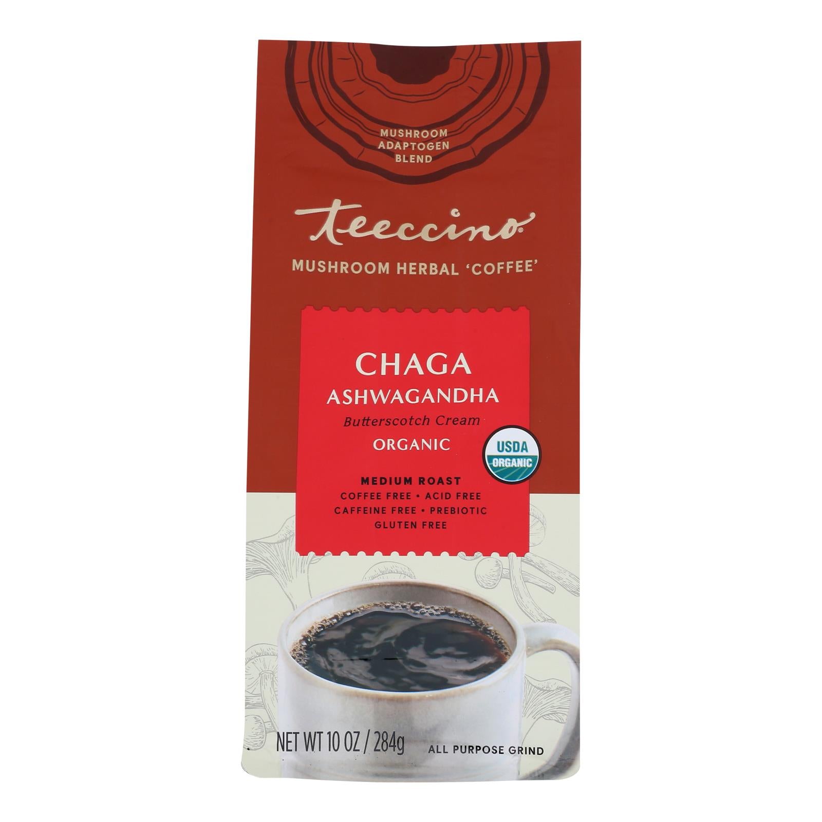 Teeccino - Mush Cof Chaga Ashwa - Case of 6-10 Ounce