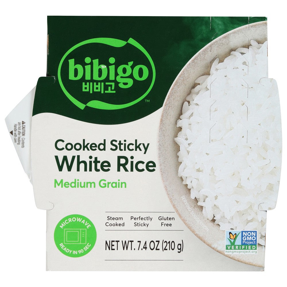 Bibigo - Rice White Sticky Cooked - Case of 6-7.4 OZ