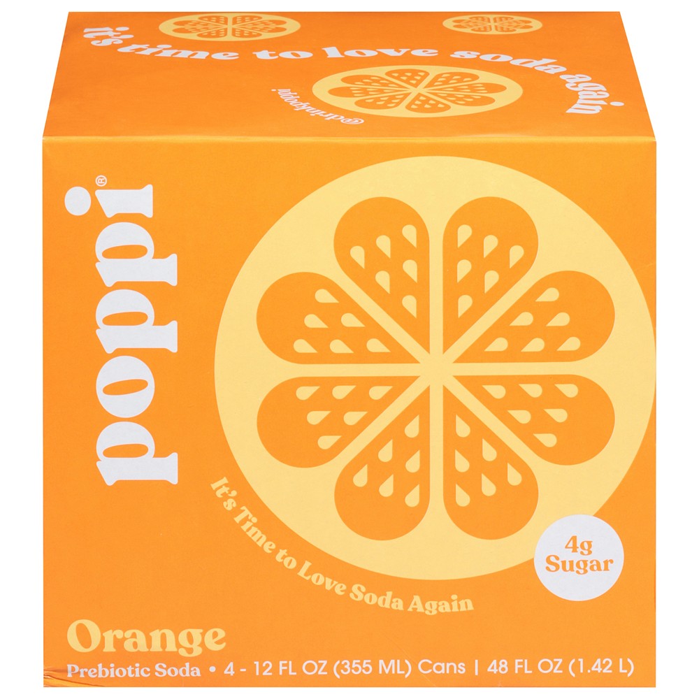 Poppi - Prebio Soda Orange 4pk - Case of 6-4/12 FZ