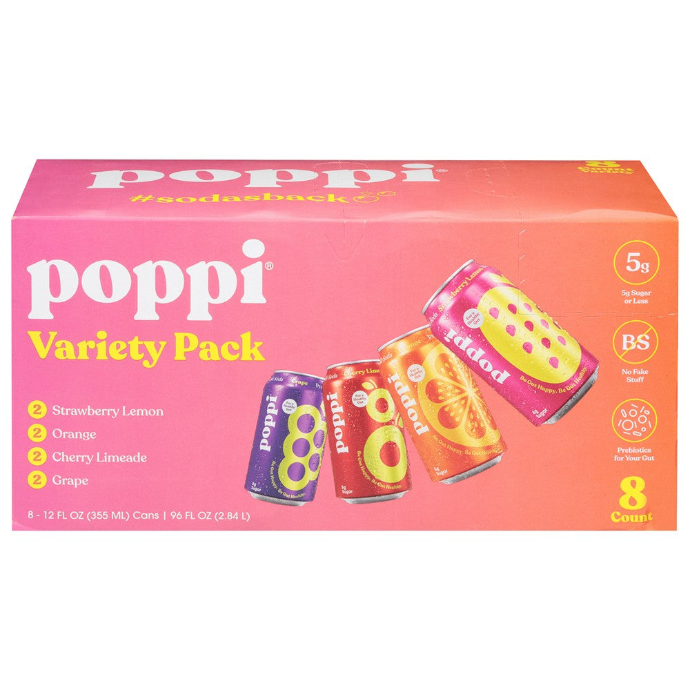 Poppi - Prebio Soda Var Pk 4 Flav - Case of 3-8/12 FZ
