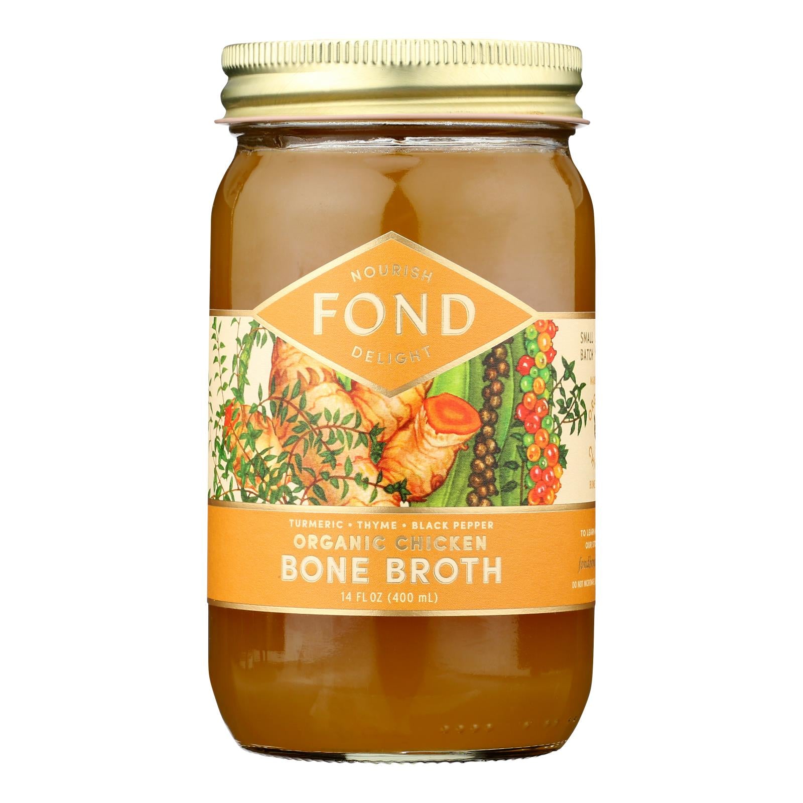 Fond Bone Broth - Bne Brth Lq Lt Turmrc - Case of 4-14 Fluid Ounce