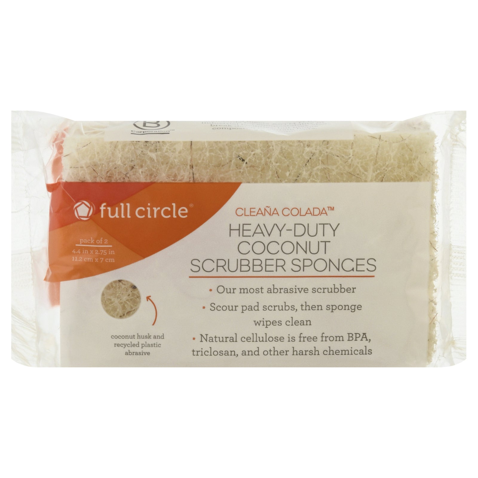 Full Circle Home - Scrubber Sponge Ccnut 2pk - Case of 6-CT
