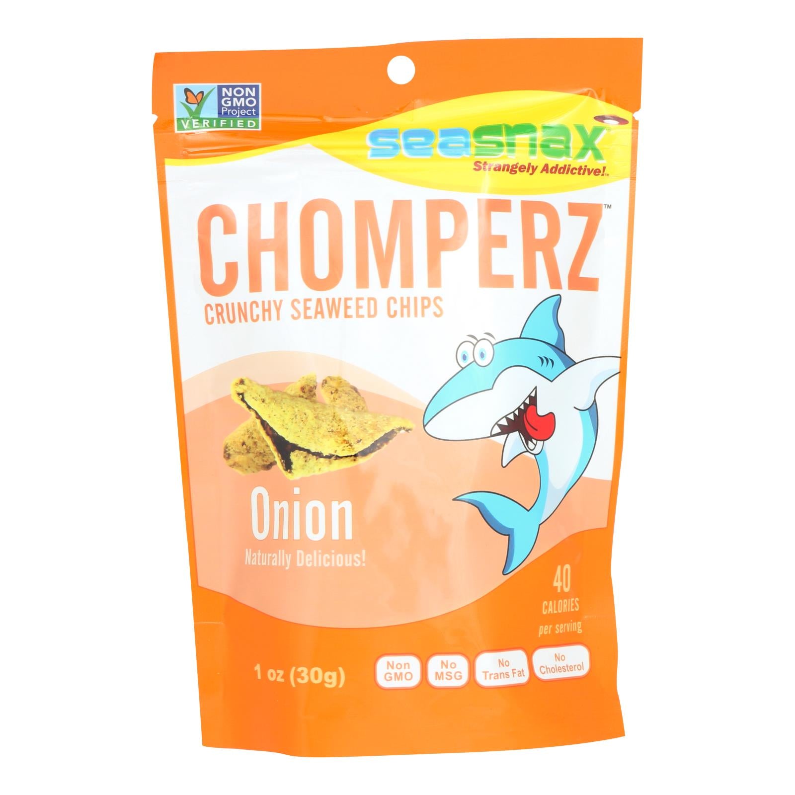 Seasnax Chomperz Onion Crunchy Seaweed Chips - Case of 8 - 1 Ounce