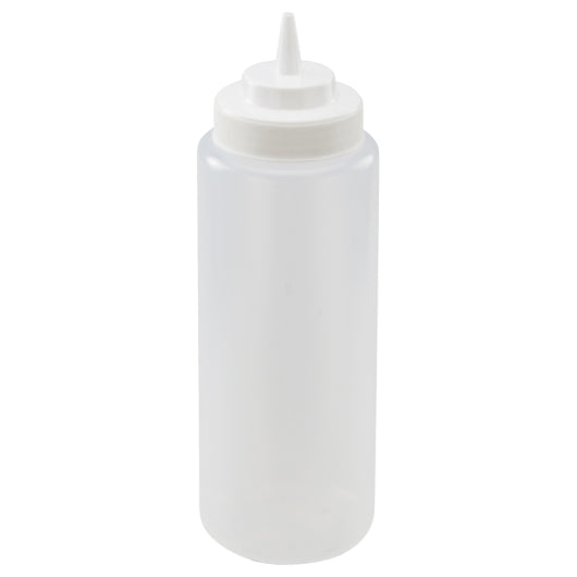 Winco Squeeze Bottle 32 Ounce Wide Mouth Clear, 6 Each