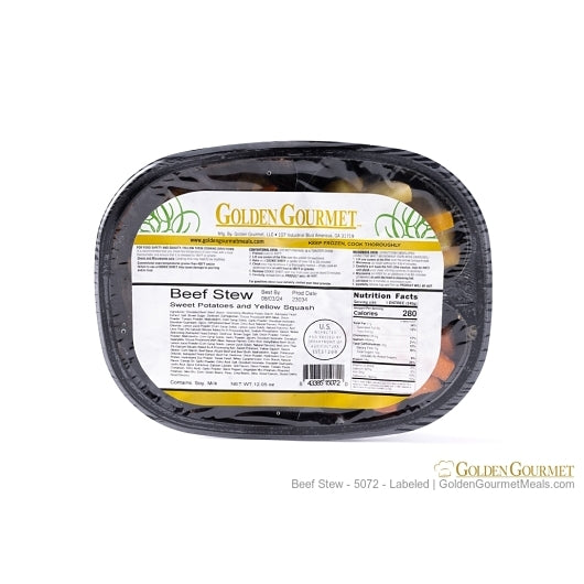 Beef & Vegetables In Sauce With Roasted Potatoes Served With Green Peas And A Blend Of Ch 12.05 Ounce Size - 20 Per Case.