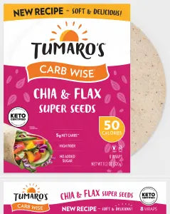 Tumaro'S 8-inch 9 Grains and Seeds Carb Wise Wraps - Case of 6 - 8 Count