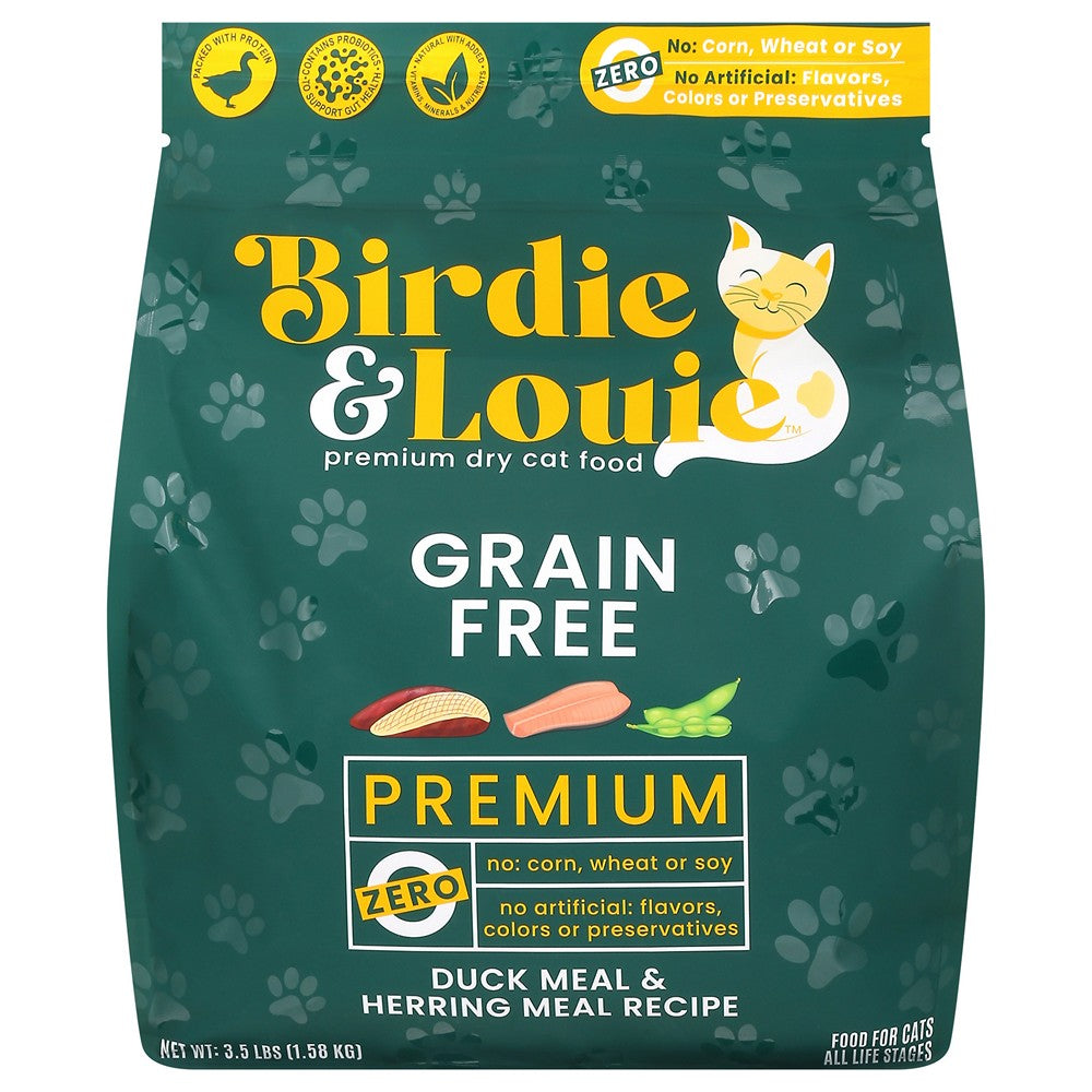 Birdie & Louie - Cat Fd Duck Meal Herring - Case of 4-3.5 LB