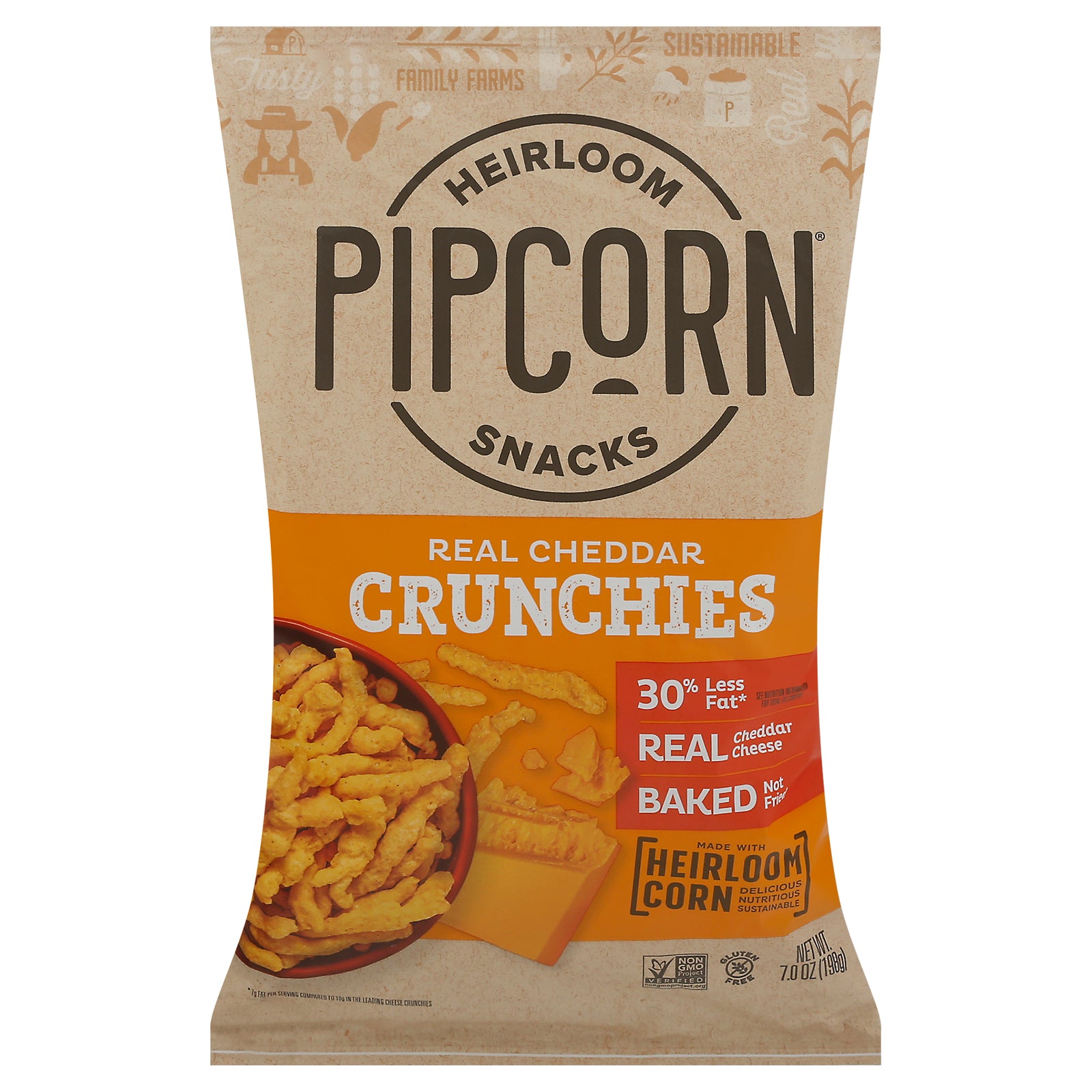 Pipcorn - Crunchies Cheddar - Case of 12-7 OZ