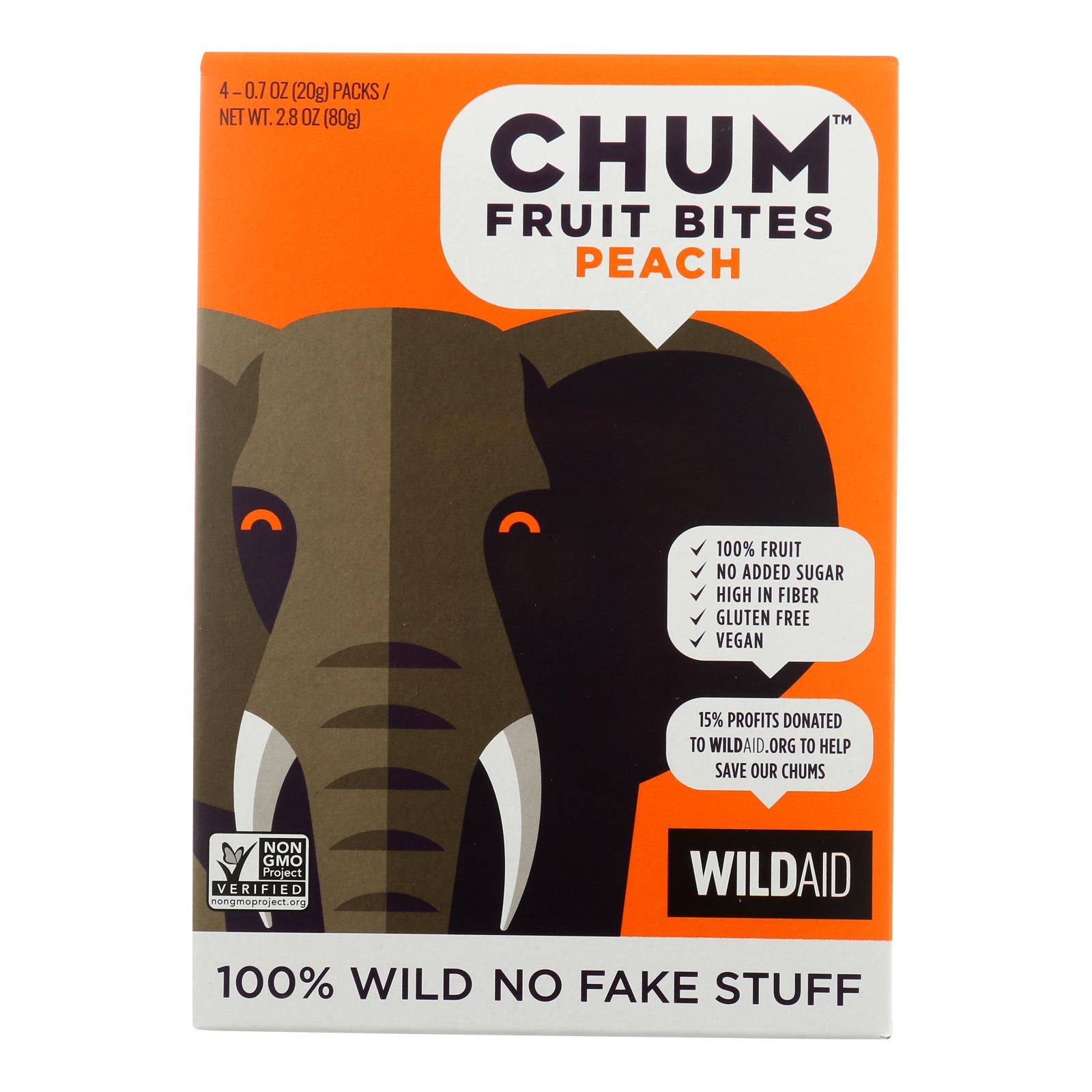Chum Fruit Bites - Fruit Bites Peach 4pk - Case of 6-2.8 Ounce