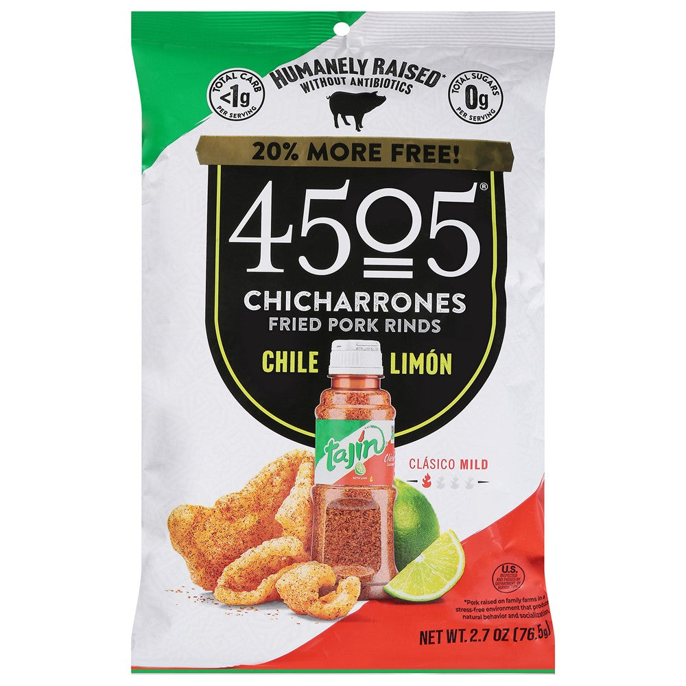 4505 - Pork Rinds Tajin - Case of 12-2.7 OZ