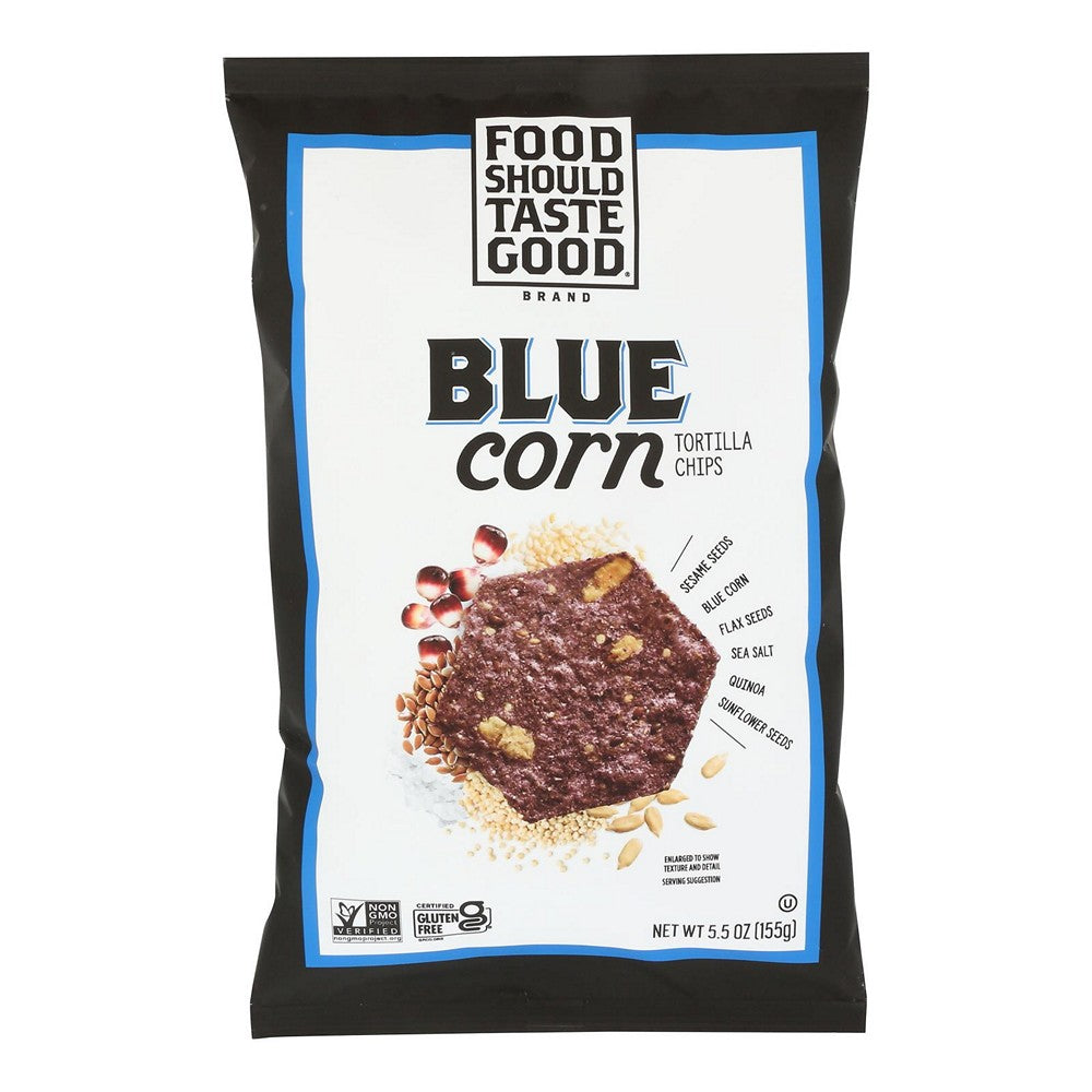 Food Should Taste Good - Tortilla Chips Blue Corn - Case of 12-5.5 OZ