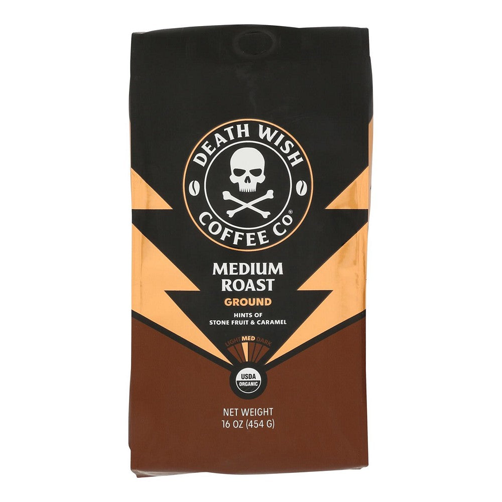 Death Wish Coffee - Coffee Medium Roast Ground - Case of 6-16 OZ